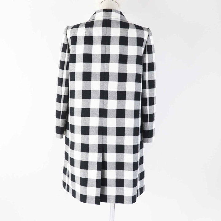 極美品◎DOLCE&amp;GABBANA ドルチェ＆ガッバーナ コットン 裏シルク ブロックチェック柄 コート ブラック ホワイト 38 伊製 正規品 レディース