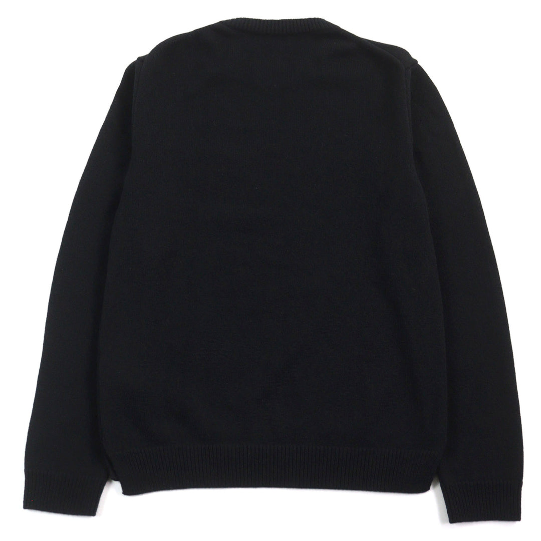 美品○VALENTINO ヴァレンティノ 20AW VW3KC13W75D カシミヤ100% VLTNロゴワッペン付 クルーネック セーター ニット 黒 S 正規品 メンズ