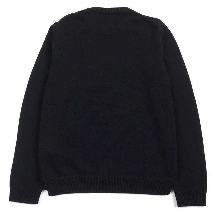 美品○VALENTINO ヴァレンティノ 20AW VW3KC13W75D カシミヤ100% VLTNロゴワッペン付 クルーネック セーター ニット 黒 S 正規品 メンズ