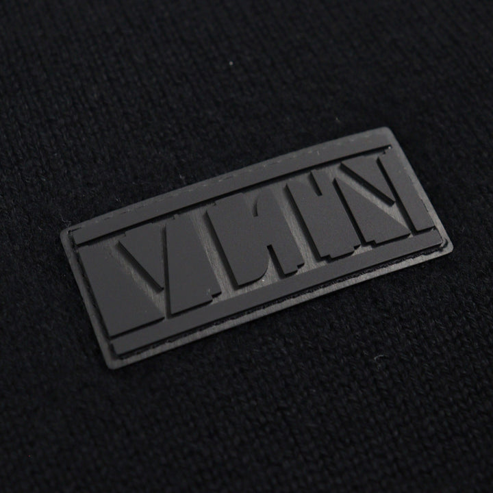 美品○VALENTINO ヴァレンティノ 20AW VW3KC13W75D カシミヤ100% VLTNロゴワッペン付 クルーネック セーター ニット 黒 S 正規品 メンズ