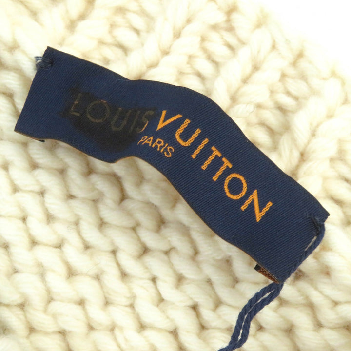 未使用品△LOUIS VUITTON ルイヴィトン 2021年製 LV フレイム インタルシア ウール100％ ロゴ金具付 長袖 ニット アイボリー 黒 L 正規品
