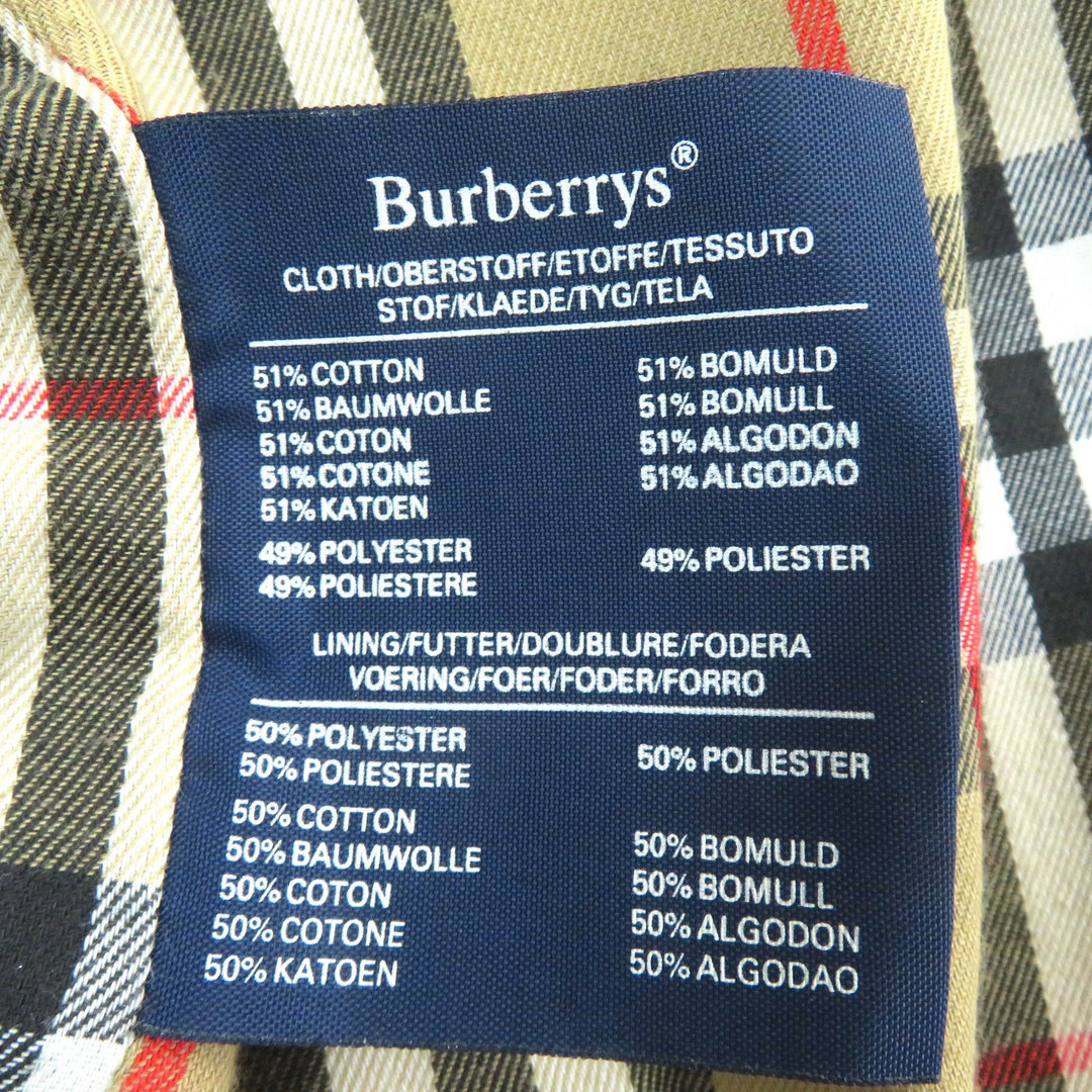 美品△Burberrys バーバリー ヴィンテージ コットン 裏地ノバチェック柄 ロング ステンカラーコート ベージュ 46 イングランド製 メンズ
