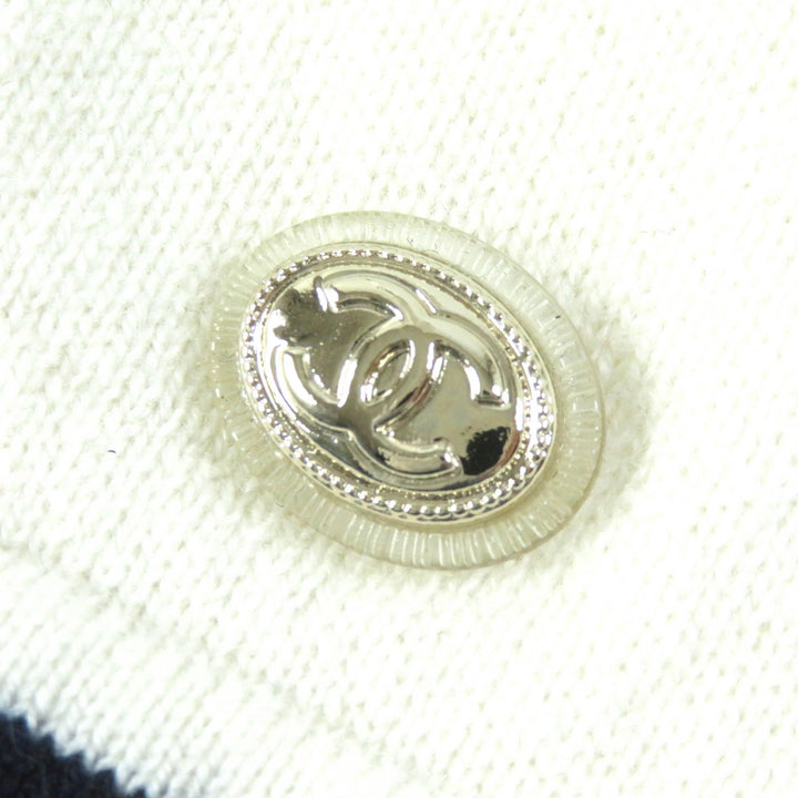 極美△CHANEL シャネル P70307K10000 No5 カシミヤ100％ ココマークポイント クルーネック 八分袖 ニット セーター アイボリー 38 正規品