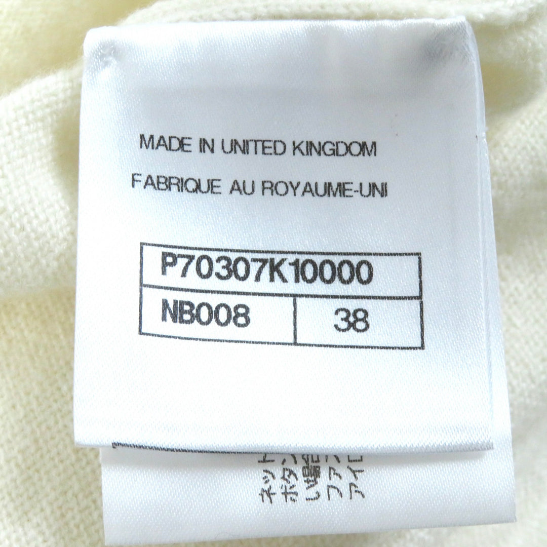 極美△CHANEL シャネル P70307K10000 No5 カシミヤ100％ ココマークポイント クルーネック 八分袖 ニット セーター アイボリー 38 正規品