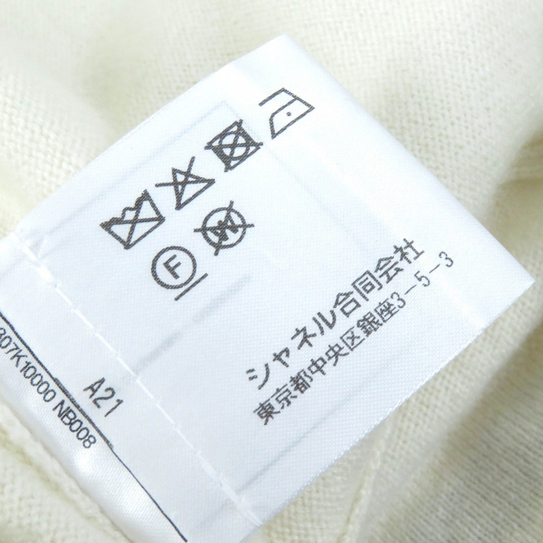 極美△CHANEL シャネル P70307K10000 No5 カシミヤ100％ ココマークポイント クルーネック 八分袖 ニット セーター アイボリー 38 正規品