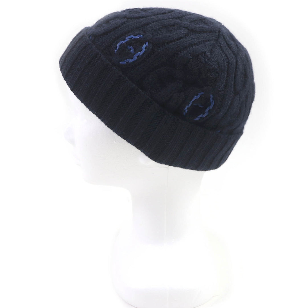 未使用品□HERMES エルメス BONNET HOMME TRI MAILLOW TRESS カシミヤ ラムレザー使い シェーヌダンクル ボネ ニットキャップ M 正規品