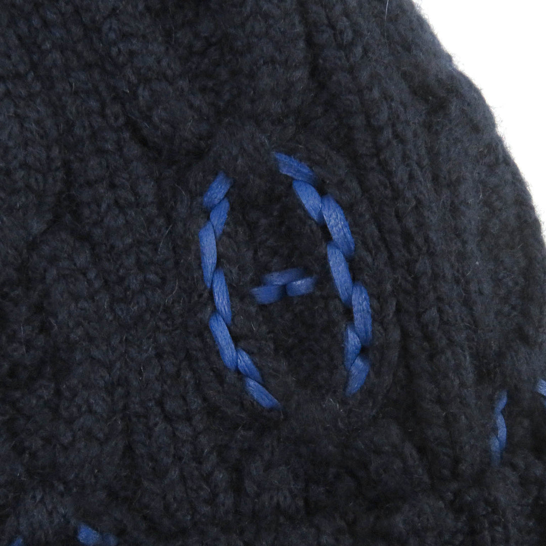 未使用品□HERMES エルメス BONNET HOMME TRI MAILLOW TRESS カシミヤ ラムレザー使い シェーヌダンクル ボネ ニットキャップ M 正規品