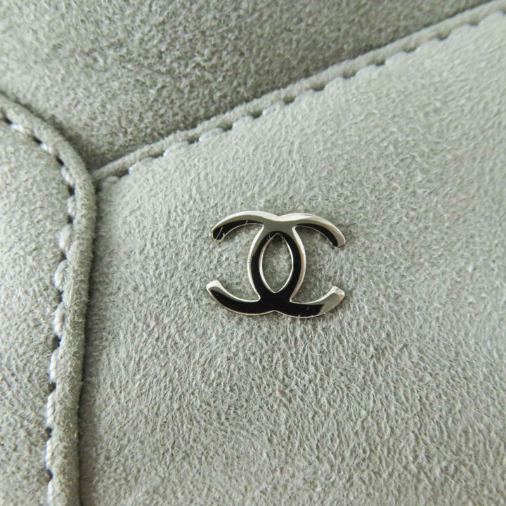 極美品◎CHANEL シャネル G34113 ココマーク・チェーン付き ムートン ブーツ ライトグレー ブラック シルバー金具 36 伊製レディース