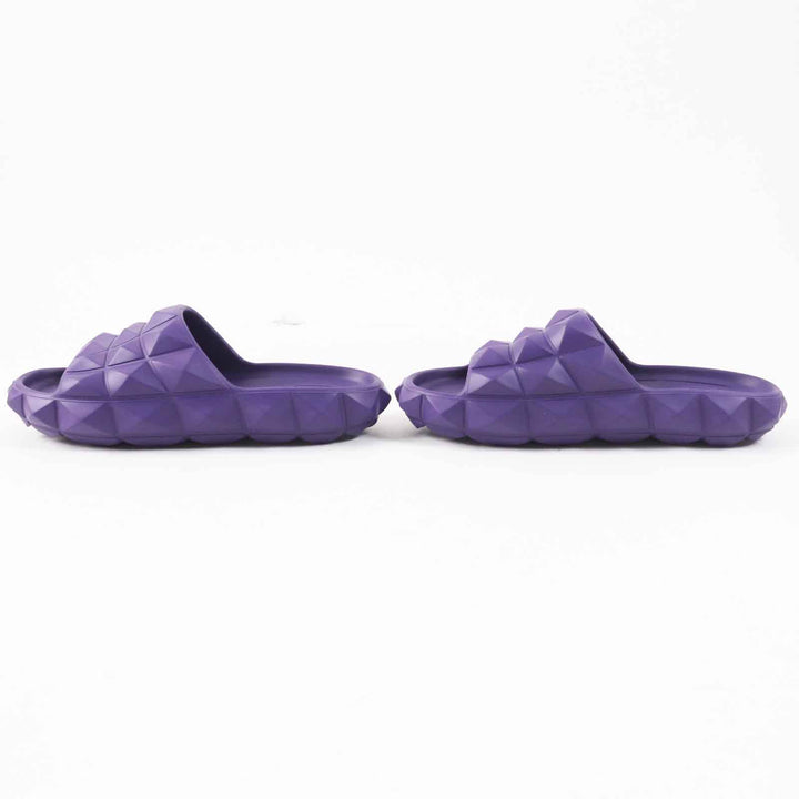 極美品◎Valentino Garavani ヴァレンティノガラヴァーニ ローマンスタッズ タートル ラバー サンダル パープル 38 伊製 定価75900円