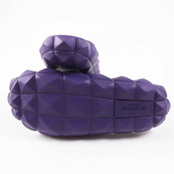 極美品◎Valentino Garavani ヴァレンティノガラヴァーニ ローマンスタッズ タートル ラバー サンダル パープル 38 伊製 定価75900円