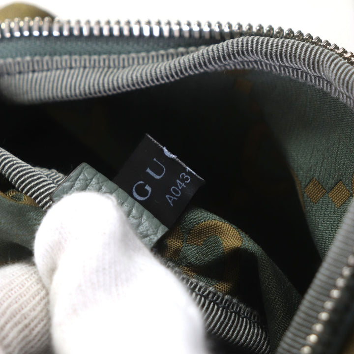 極美品▼GUCCI グッチ 792287 GG リップストップ ベルトバッグ ボディバッグ レザー使い ウエストバッグ カーキ 保存袋付き 伊製 メンズ