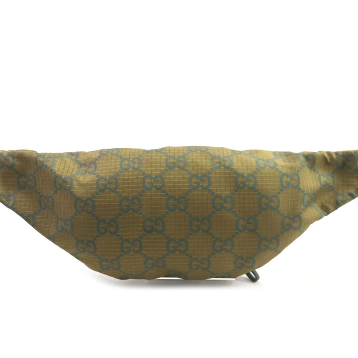 極美品▼GUCCI グッチ 792287 GG リップストップ ベルトバッグ ボディバッグ レザー使い ウエストバッグ カーキ 保存袋付き 伊製 メンズ