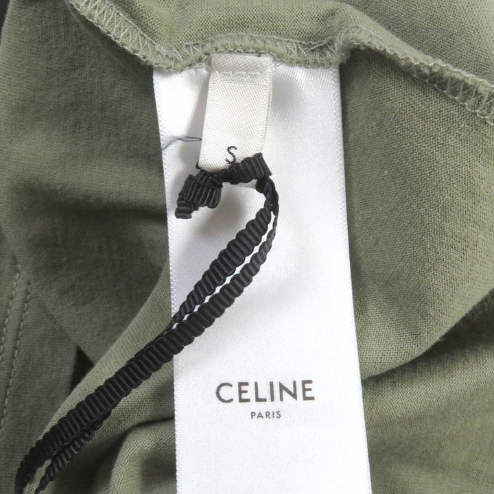 未使用品□CELINE セリーヌ 2X681671Q コットン ロゴプリント ショートスリーブ 半袖 ルーズＴシャツ カーキ S イタリア製 正規品 メンズ