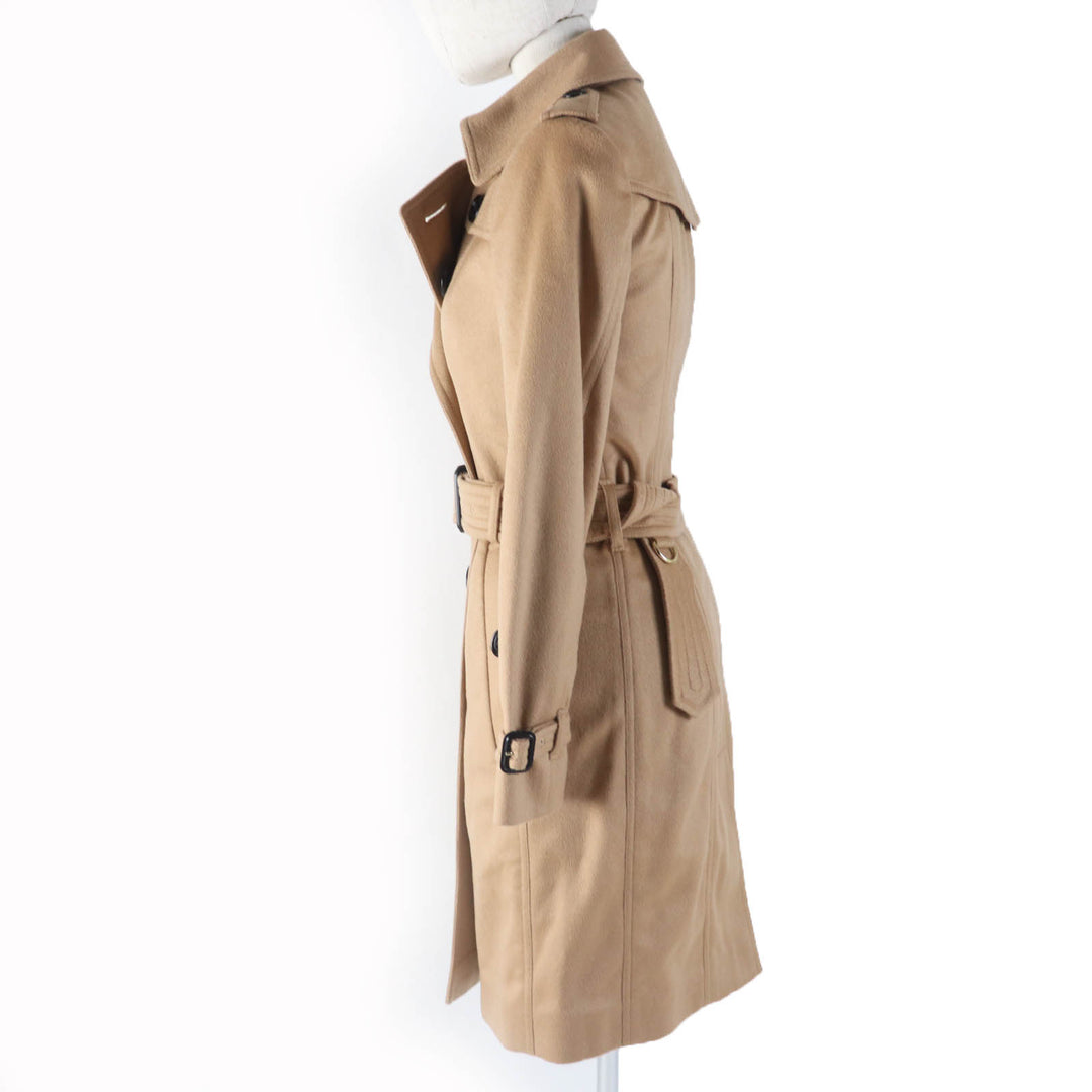 極美品☆BURBERRY LONDON バーバリーロンドン SANDRINGHAM サンドリンガム カシミヤ100％ トレンチコート ブラウン 36 正規品 レディース