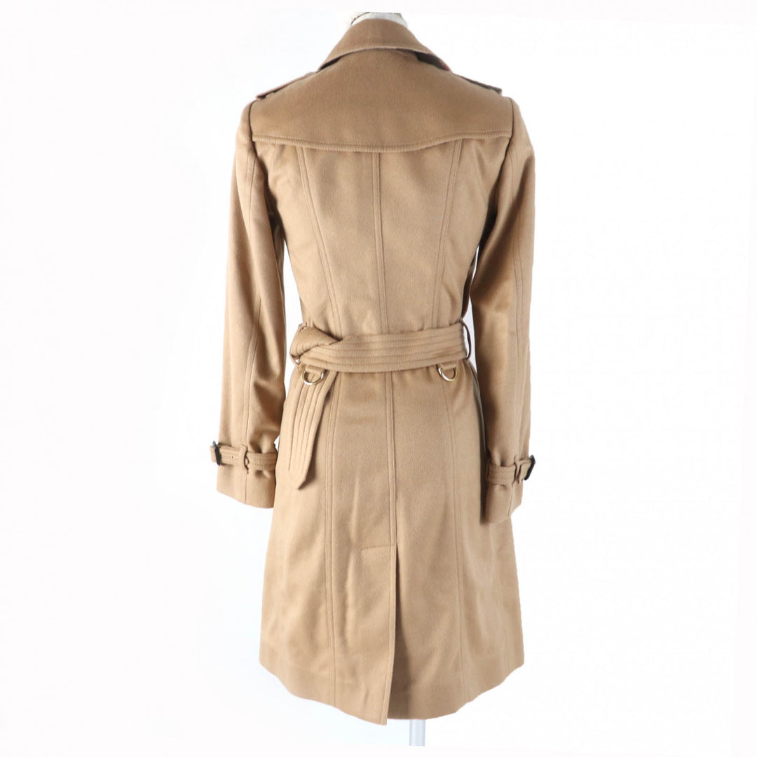 極美品☆BURBERRY LONDON バーバリーロンドン SANDRINGHAM サンドリンガム カシミヤ100％ トレンチコート ブラウン 36 正規品 レディース