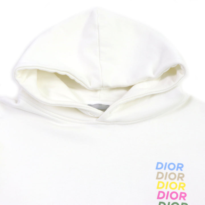 美品▼DIOR ディオール オム 24SS 413J646A0531 コットン マルチロゴ オーバーサイズ プルオーバー パーカー ホワイト X3L 正規品 メンズ