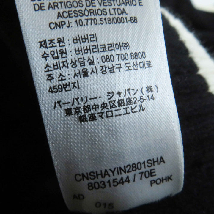 美品◎BURBERRY バーバリー 21SS 8031544 ウール カシミヤ バックロゴ フーデッド ケープ／ポンチョ ブラック ホワイト ONE SIZE 正規品