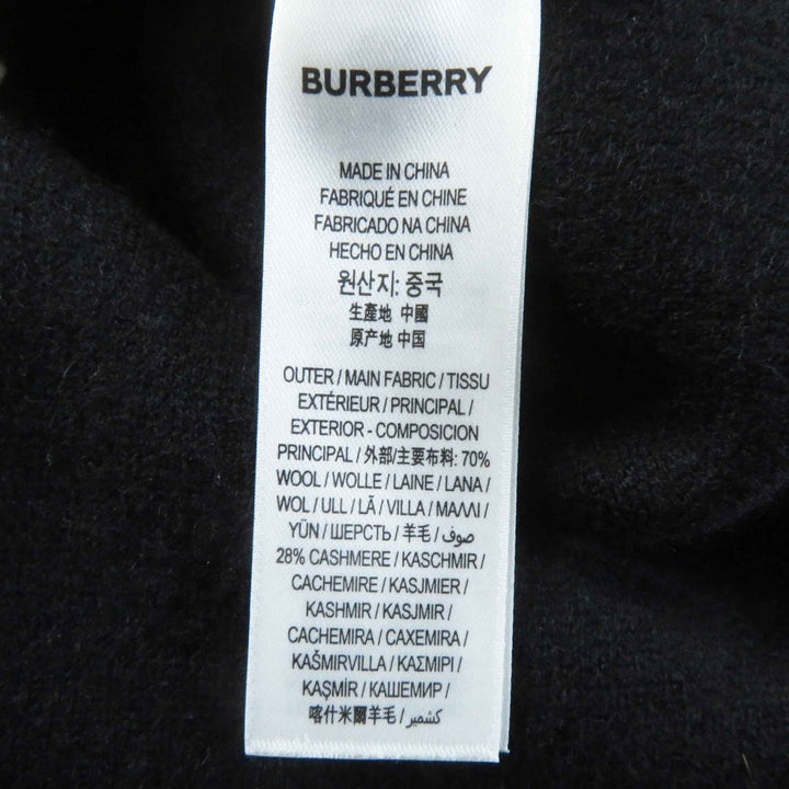 美品◎BURBERRY バーバリー 21SS 8031544 ウール カシミヤ バックロゴ フーデッド ケープ／ポンチョ ブラック ホワイト ONE SIZE 正規品