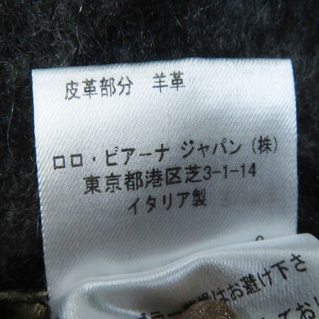 美品◎Loro Piana ロロピアーナ カシミヤ100％ 羊革 ロゴプレート付き パイピングラムスキン アニマル柄 ケープ ポンチョ グレー 正規品