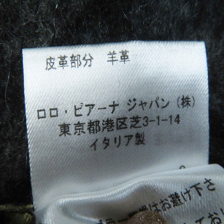 美品◎Loro Piana ロロピアーナ カシミヤ100％ 羊革 ロゴプレート付き パイピングラムスキン アニマル柄 ケープ ポンチョ グレー 正規品
