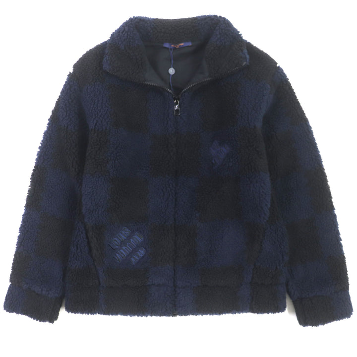 未使用品▼LOUIS VUITTON ルイヴィトン NIGO 22SS HMY04W ジャガードダミエ ボアフリースジャケット オールオーバー ブルゾン M 正規品