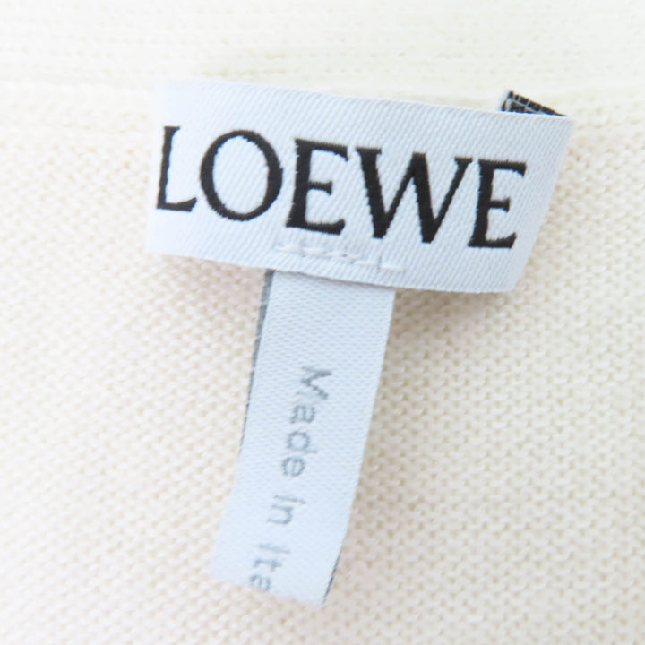 美品☆LOEWE ロエベ S359Y16K24 ロゴ金具付 カシミヤ100％ 長袖 ニット カーディガン アイボリー S イタリア製 正規品 レディース