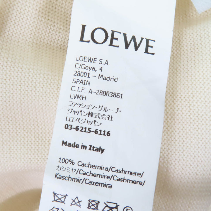美品☆LOEWE ロエベ S359Y16K24 ロゴ金具付 カシミヤ100％ 長袖 ニット カーディガン アイボリー S イタリア製 正規品 レディース