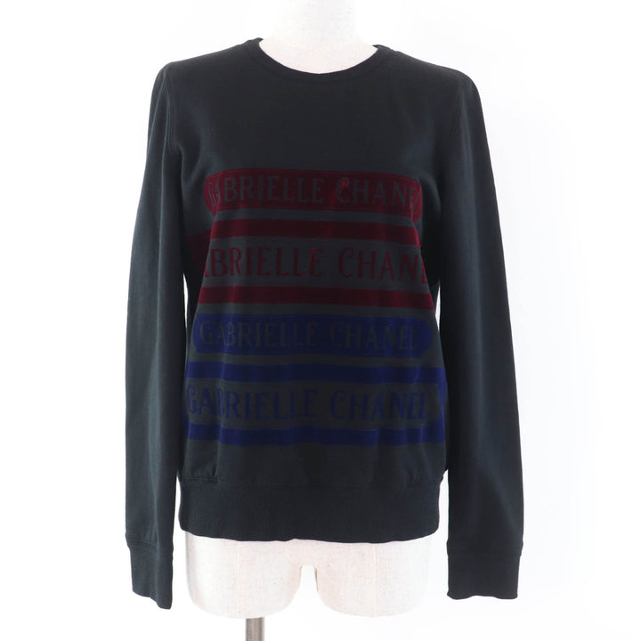 良品☆CHANEL シャネル P57408K07541 コットン ガブリエル ココマーク フロッキーロゴ スウェット ブラック 38 仏製 正規品 レディース