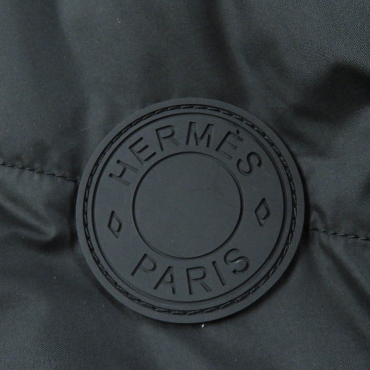 美品★HERMES エルメス 24AW 4H1233DF リバーシブル セリエワッペン付 レザー使い ラムファー ダウンベスト ジレ ブラック 38 レディース