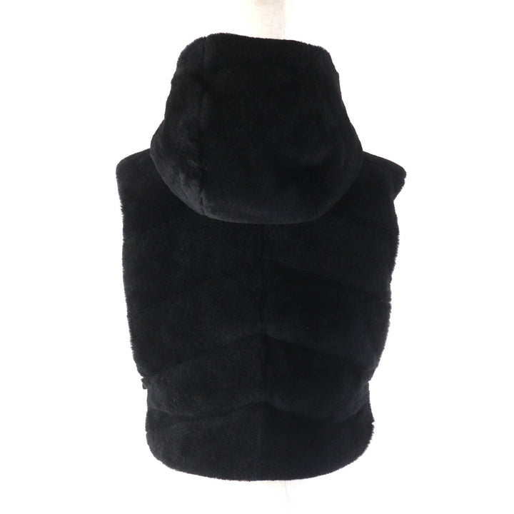 美品★HERMES エルメス 24AW 4H1233DF リバーシブル セリエワッペン付 レザー使い ラムファー ダウンベスト ジレ ブラック 38 レディース