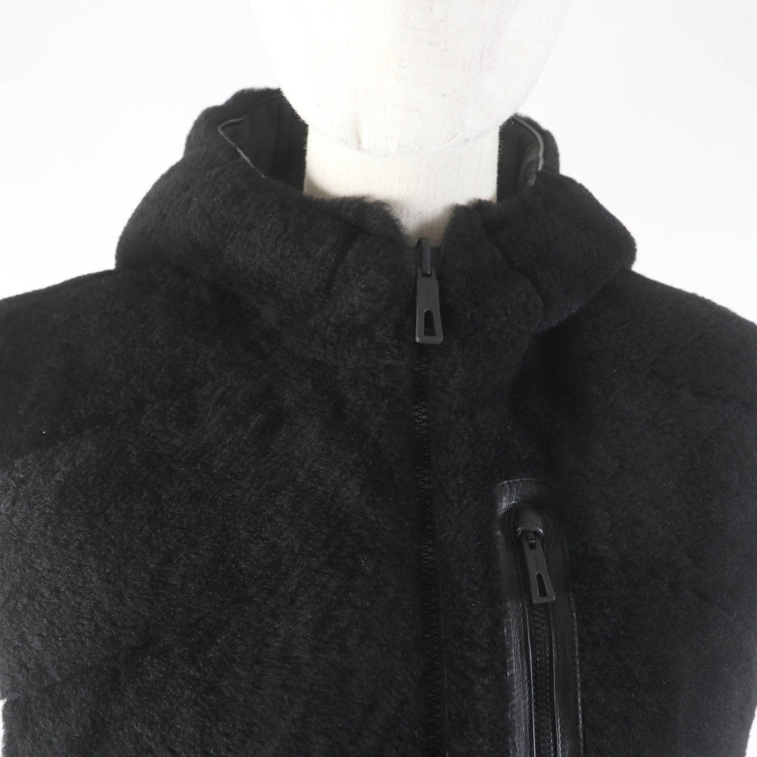 美品★HERMES エルメス 24AW 4H1233DF リバーシブル セリエワッペン付 レザー使い ラムファー ダウンベスト ジレ ブラック 38 レディース