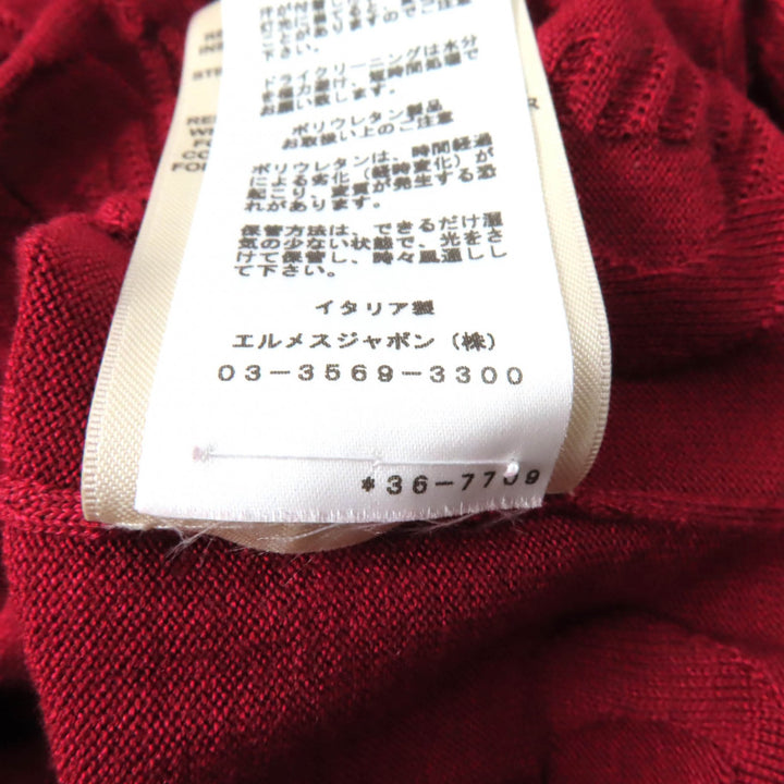 極美品★HERMES エルメス 23AW 3E2614D3 シルク混 シェーヌダンクル ワイドスリーブ ニット レッド系 34 イタリア製 正規品 レディース