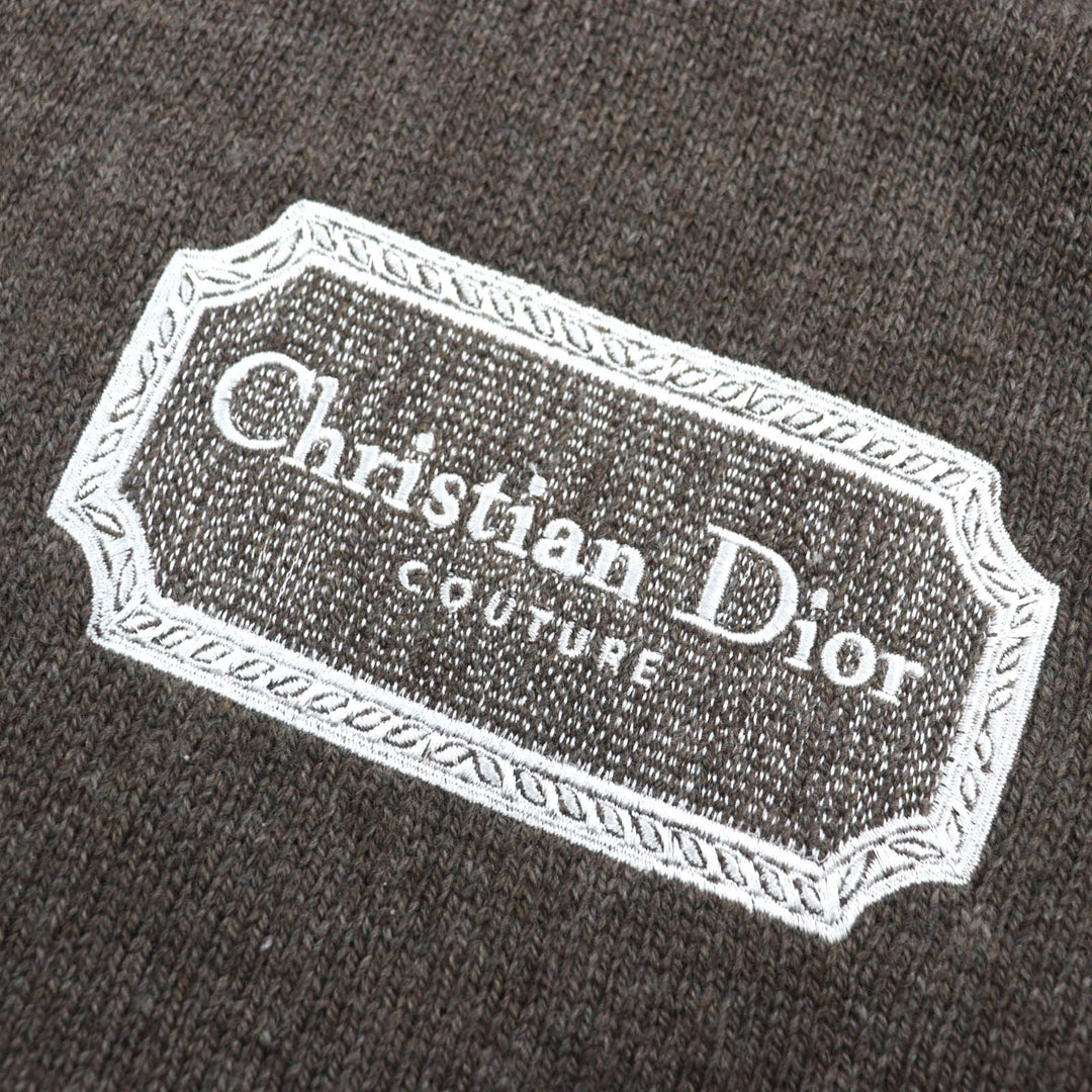 未使用△DIOR ディオール オム 313M658AT474 カシミヤ100% フロントロゴ刺繍 プルオーバー フーディー ニットパーカー ブラウン M 正規品