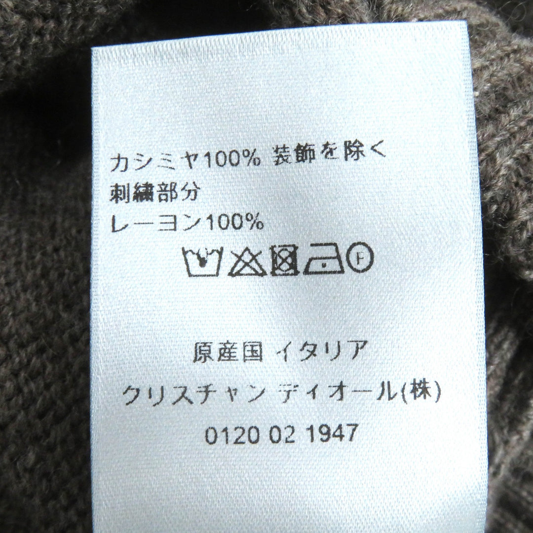 未使用△DIOR ディオール オム 313M658AT474 カシミヤ100% フロントロゴ刺繍 プルオーバー フーディー ニットパーカー ブラウン M 正規品