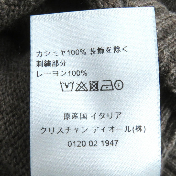 未使用△DIOR ディオール オム 313M658AT474 カシミヤ100% フロントロゴ刺繍 プルオーバー フーディー ニットパーカー ブラウン M 正規品