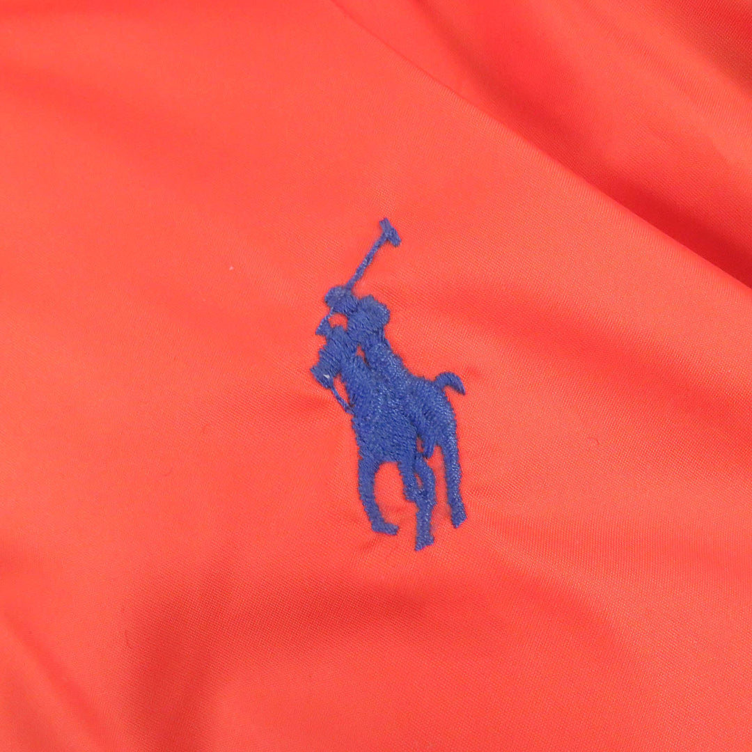 未使用品□POLO RALPH LAUREN ポロ・ラルフローレン ホースロゴ刺繍 フーデッド ダウンジャケット ブルゾン オレンジ M 正規品 メンズ