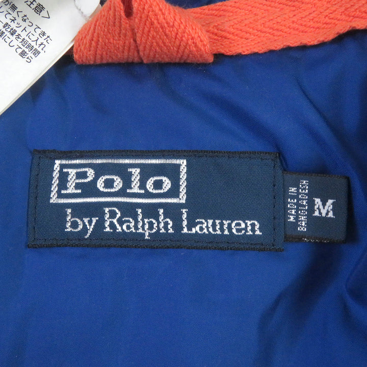 未使用品□POLO RALPH LAUREN ポロ・ラルフローレン ホースロゴ刺繍 フーデッド ダウンジャケット ブルゾン オレンジ M 正規品 メンズ
