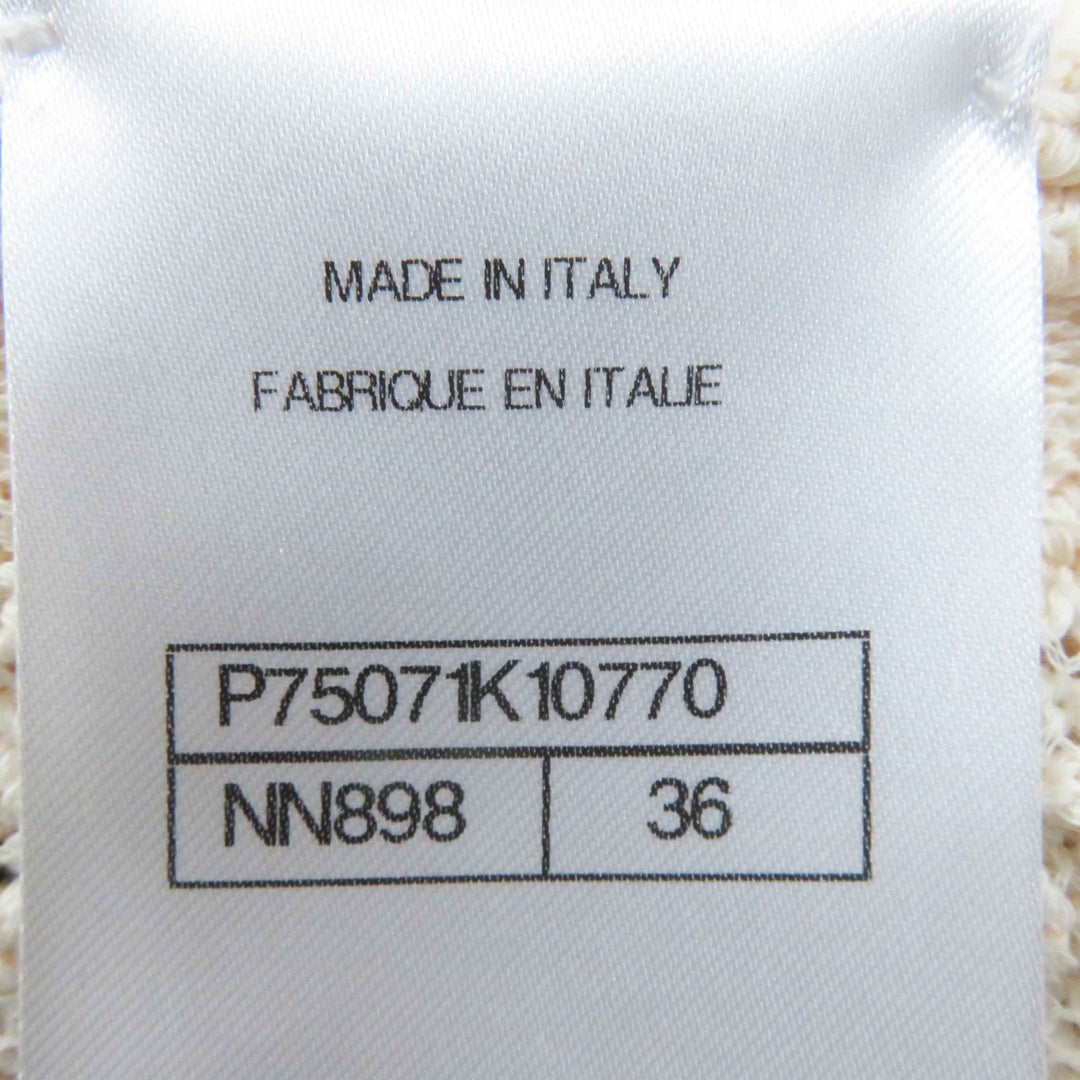 極美品◎CHANEL シャネル 23S P75071 ラインストーンココマークボタン付き クロップド丈 カーディガン ライトオレンジ 36 保存袋付き