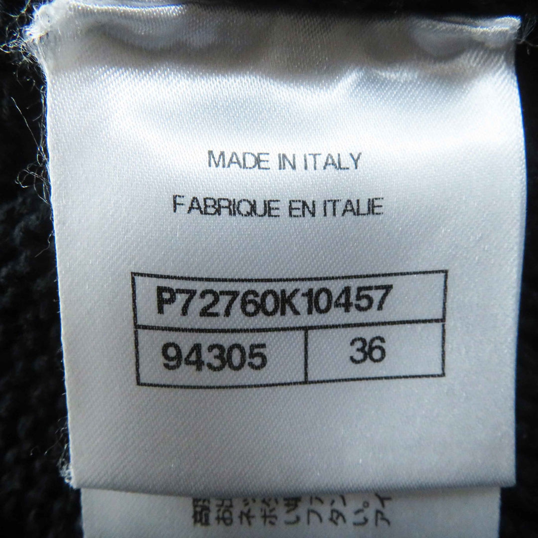 極美品◎CHANEL シャネル 22S P72760 ラインストーン ココマークボタン付き クロップド丈 半袖ニット ブラック 36 イタリア製 正規品