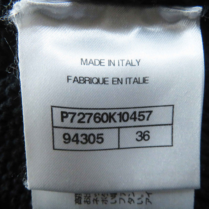 極美品◎CHANEL シャネル 22S P72760 ラインストーン ココマークボタン付き クロップド丈 半袖ニット ブラック 36 イタリア製 正規品