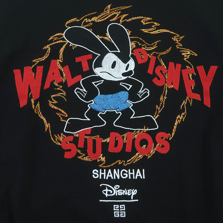 極美品□GIVENCHY×Disney ジバンシィ×ディズニー BM90MS4YEB オズワルド ロゴエンブロイダリー セーター 黒 M イタリア製 正規品