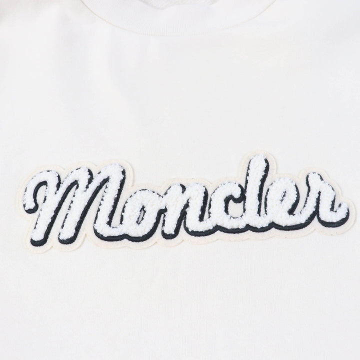 美品☆MONCLER モンクレール 2022年製 FELPA ロゴ入り オーバーサイズ 長袖 トレーナー スウェット アイボリー S 正規品 レディース