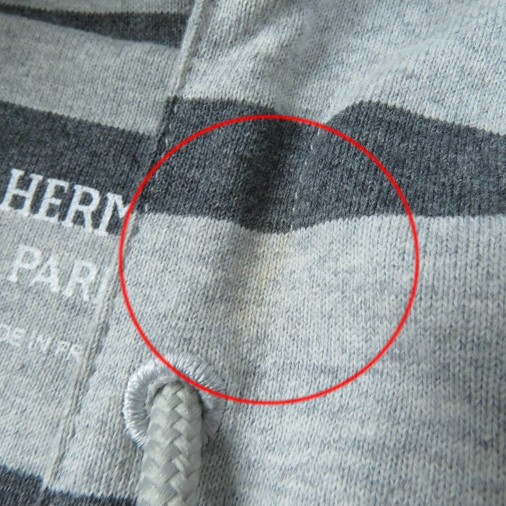 美品☆HERMES エルメス 21SS Mariniere マリニエール フード付 ボーダー スウェット ワンピース グレー 34 フランス製 正規品 レディース