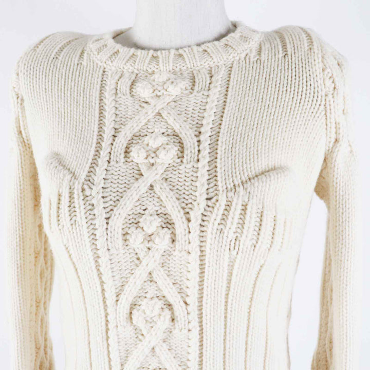 極美品◎Maison Margiela メゾンマルジェラ S29GP0024 ウール ケーブル編み 長袖 ニット アイボリー S イタリア製 正規品 レディース