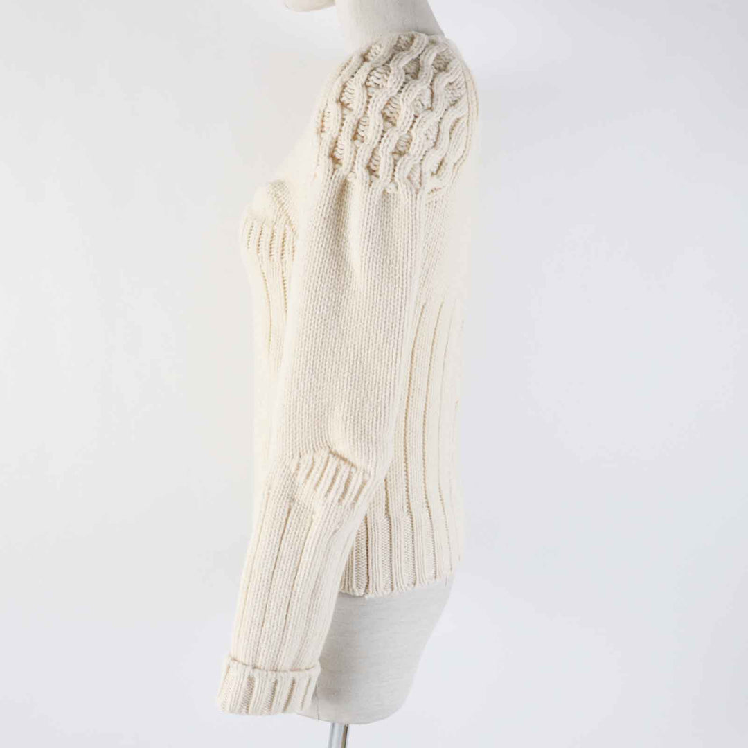 極美品◎Maison Margiela メゾンマルジェラ S29GP0024 ウール ケーブル編み 長袖 ニット アイボリー S イタリア製 正規品 レディース