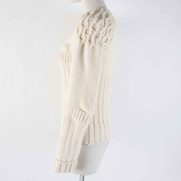 極美品◎Maison Margiela メゾンマルジェラ S29GP0024 ウール ケーブル編み 長袖 ニット アイボリー S イタリア製 正規品 レディース