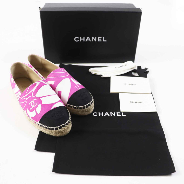 未使用品◎CHANEL シャネル G30898 ココマーク柄 エスパドリーユ キャンバス ジュート パープル 36 箱・保存袋付き スペイン製 レディース