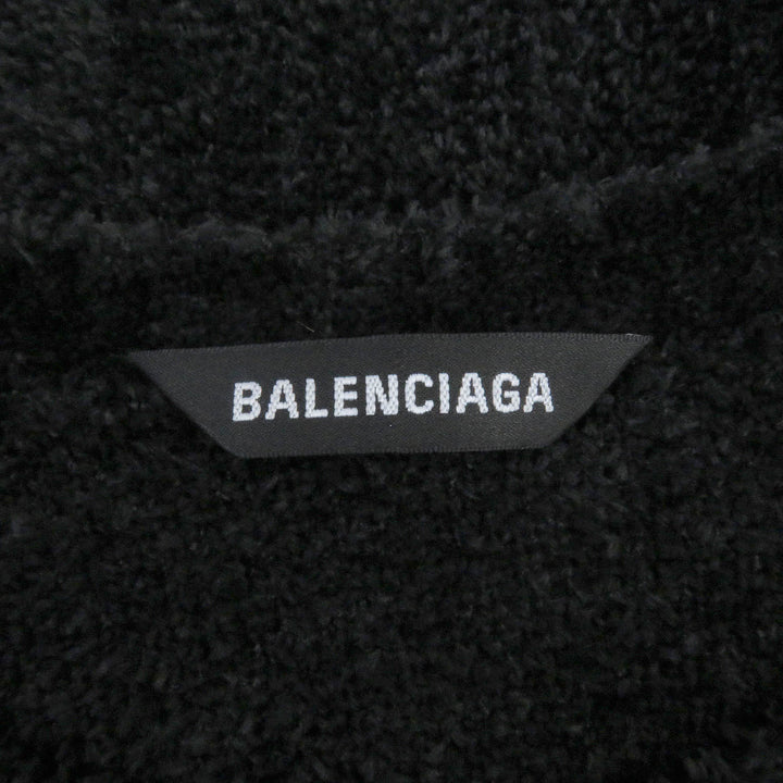 極美品□BALENCIAGA バレンシアガ 2020年製 651106 BBエンブレム ロゴ刺繍 起毛 パイルニット スウェット ブラック S イタリア製 正規品