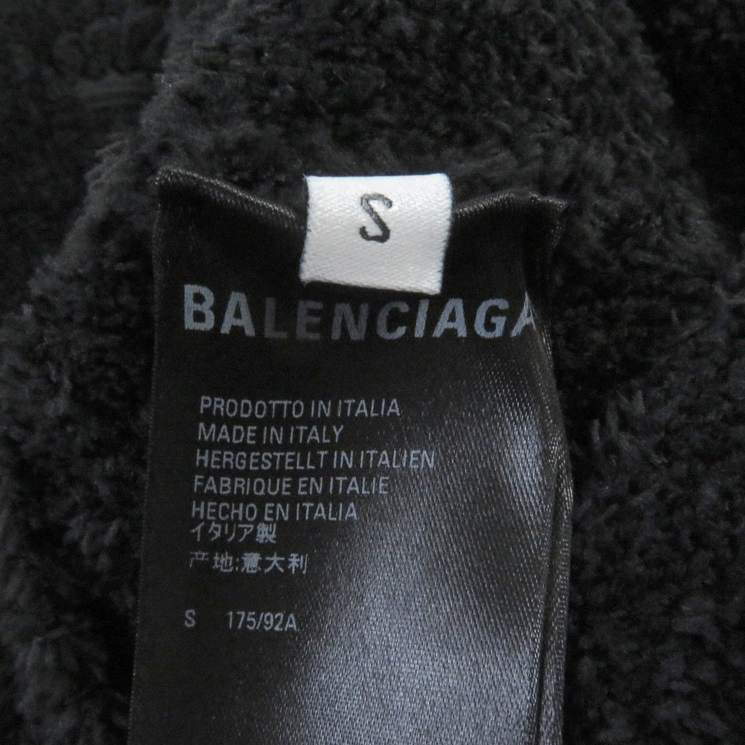 極美品□BALENCIAGA バレンシアガ 2020年製 651106 BBエンブレム ロゴ刺繍 起毛 パイルニット スウェット ブラック S イタリア製 正規品