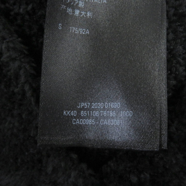 極美品□BALENCIAGA バレンシアガ 2020年製 651106 BBエンブレム ロゴ刺繍 起毛 パイルニット スウェット ブラック S イタリア製 正規品